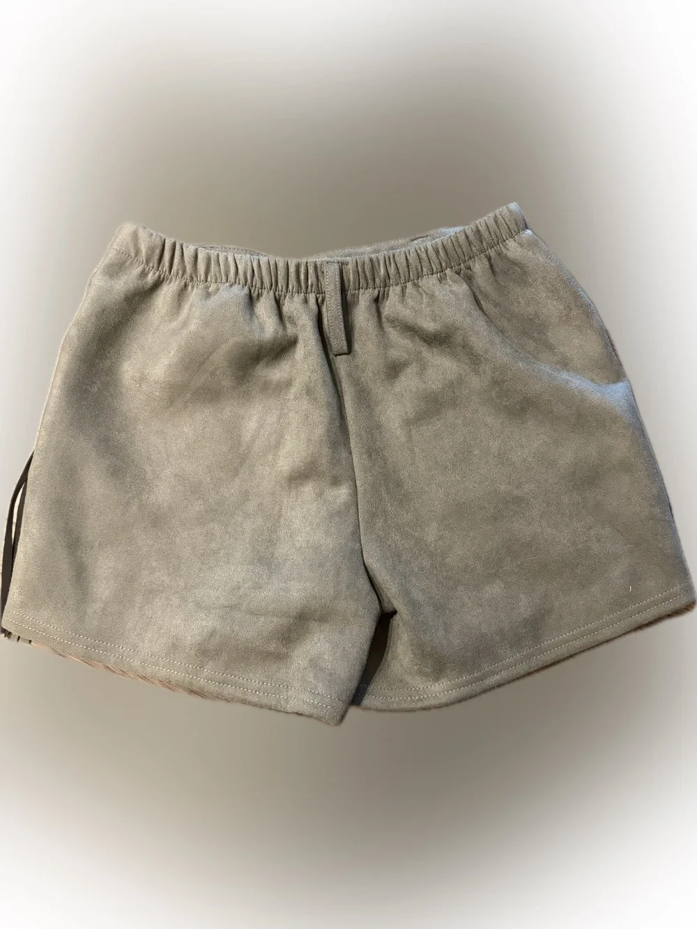 Crazy Train Olive Green Suede Fringe Shorts - Picture 2 of 4